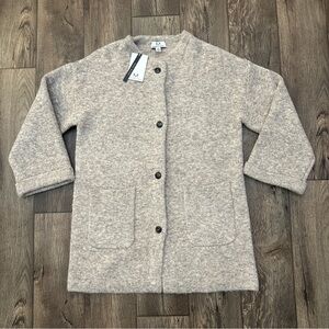 Magaschoni 8% Wool Blend Front Pockets  Cardigan Women’s Size L Oat Heather
